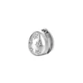Poliertes Edelstahl-Ohrring-Set mit erhabenen Sternen und Mikro-Zirkonia-Verzierung - Silber