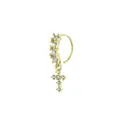 Gold plated nose ring with sparkling cubic zirconia stones and a cross pendant detail - Cross Pendant Style / Gold