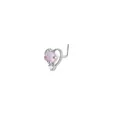 Dettaglio del piercing al naso a L in argento con zircone rosa a forma di cuore - Pietra Rosa Vuota Argento