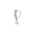 Silver nose ring with five round zircons and a teardrop-shaped crystal pendant - Waterdrop Pendant Style / Silver