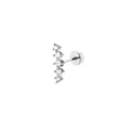 Macro detail of stainless steel cartilage earring with five graduated clear zircons - Five Zirconia Vertical Style / Silver 3
