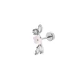 Edelstahl-Ohrknorpelstecker mit rosa Blumenblättern und funkelnden Zirkonia-Steinen - Blumenblatt-Stil / Dreischichtig Silber