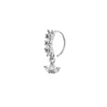 Silver nose ring hoop with sparkling lotus crystal pendant and cubic zirconia gems - Lotus Flower Design Style / Silver