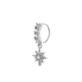 Silver nose ring with sparkling cubic zirconia crystals and hanging North Star charm - Octagram Star Style / Silver