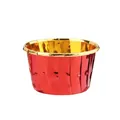 Metalen rode en gouden cupcake vormpjes van aluminiumfolie met rolrand voor muffins - Wijnrood Goud