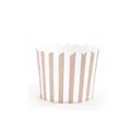 Caissettes à cupcakes à rayures roses et blanches avec bords festonnés pour pâtisserie - Rayures fines roses