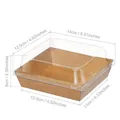 Square brown kraft paper sandwich box with clear lid and detailed size dimensions - Kraft Square