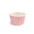 Roze cupcakevormpje met elegante geplooide textuur en witte opgerolde rand afwerking - Roze Rolrand Stijl