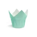 Muntgroene tulp papieren muffin vormpjes met elegante vouwen voor het bakken - Tiffany Blauw Tulp Stijl