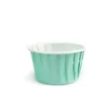 Mint green gradient muffin cupcake liner with silver foil lining and pleated texture - Tiffany Blue Rolled Edge Style