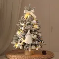 Detailed 45cm mini tabletop Christmas tree with snow effect, LED lights, and ornaments - 45cm White Snow Style