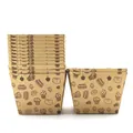 Square brown kraft paper muffin cups with baking patterns for oven use 50pcs - Cupcake Pattern