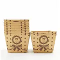 Brown polka dot square kraft paper muffin cups with lace and bow design for baking - Bow Pattern