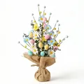 Albero di Pasqua da 45cm con margherite e uova di velluto in base di iuta rustica - Albero di Uova Eucalyptus