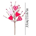 Filz-Herz-Zweige Valentinstag Deko mit roten Ornamenten und 35cm Größenmarkierung - Filzherzzweig