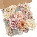 Mixed artificial flower box set in Morandi tones for DIY wedding bouquets and decor - Pink Morandi (21-1)