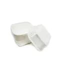 Stack of white disposable greaseproof paper baking cups for rectangle muffins and cakes - Square White PET Coated Baking Cups (50 Pcs/Pack)