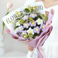 Handmade crochet knit flower bouquet with purple daisies and LED lights in gift wrap - Large / Purple
