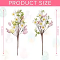 Detailed view of 13.6 inch artificial Easter egg floral picks with berries and small flowers - Simulated Cuttings / Pink