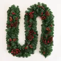 2.7m Christmas garland with pine cones and red berries on realistic pine needles - Red Berry Large Pinecone Style