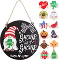Austauschbares 12-in-1-Gnome-Türschild aus Holz für saisonale Dekoration im ganzen Jahr - Stil A / 30cm