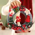 Corona navideña de felpa azul con muñeca, muñeco de nieve y adornos de fieltro festivos - Estilo Pequeño / Estilo de Muñeca Azul