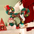 Corona de Navidad Mickey de felpa verde con figuras de Disney y lazos de cuadros - Estilo Grande / Estilo de Figura de Dibujos Animados Verde