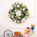 Pink rose floral wreath with green leaves for spring and summer wall decoration - Light Pink Daisy Wreath
