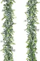 Set de dos guirnaldas de eucalipto gris-verde realistas para bodas y decoración - Hoja de Eucalipto Artificial Verde (Estilo Guirnalda)