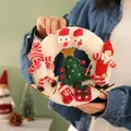 Guirnalda de Navidad de felpa hecha a mano con muñecos de nieve de fieltro y pino - Estilo Pequeño / Estilo Muñeco de Nieve Blanco