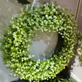 Detailed view of artificial white gypsophila wreath for spring farmhouse door decor - White Gypsophila Style (Style I)