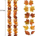 Detail of 5.9ft autumn maple leaf garlands in orange and red for seasonal decoration - Autumn Mixed Color Style (WSJ0007)