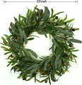 Detailed view of a 20-inch artificial olive wreath with realistic leaves and green fruits - Olive Leaf Fruit Style (RFW23001)
