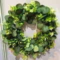 Artificial eucalyptus wreath for front door farmhouse wall decor with green foliage - Pure Eucalyptus Leaves Style (Style B)
