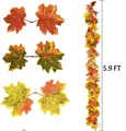 Detail of 5.9ft autumn maple leaf garland showing realistic textures and vibrant fall colors - Gradient Layered Color Style (WSJ0013)