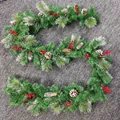 2.7m Christmas garland with pine cones, red berries and white flocked snow decoration - White Mist Pine Needle Style With Pinecone Berry
