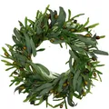 Realistic artificial olive leaf wreath with green foliage and dark olives for front door decor - Artificial Olive Leaf Style (007-1) / 45cm