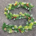 2.7m Christmas garland with pine cones, red berries and snow flocked PVC needles - Brushed Pine Needle Style With Pinecone Berry