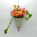 Cesto decorativo da parete autunnale con zucche, foglie di acero e bacche colorate - Stile Girasole