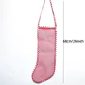 68cm red mesh Christmas stocking with red and white plaid trim for holiday gifts - Large Red Edge Red Mesh