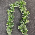 Artificial eucalyptus garland with white flowers for home and wedding wall decoration - Style A