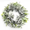 Artificial flocked lamb's ear garland with white frosted leaves for winter home decoration - 40CM / Green Flocked Rabbit Ear Leaf Garland