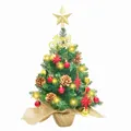 Mini artificial tabletop Christmas tree with gold star, ornaments, and warm LED lights - Style B 45cm