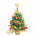 Mini artificial tabletop Christmas tree with warm LED lights and burlap base - Style B 60cm