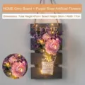 Wall hanging purple silk roses in glass jar on grey wood board with warm LED lights - Gray Board with Purple Rose