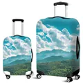 Thick elastic luggage cover with scenic snow mountain and forest print detail - Size S (18-20 Inch) / Snow Mountain Forest Landscape (04)