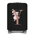 Zwarte kofferhoes met florale letter Y, elastische bagagebeschermer voor op reis - Letter Y Stijl(25)