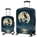 Elastic luggage covers featuring a deep blue sea and moon print on high-stretch fabric - Sea Moon (09)