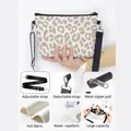 Large capacity leopard print felt shoulder bag with water repellent fabric and adjustable strap - Brown Leopard