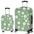 Elastic daisy print suitcase cover set in green with dust-proof protective fabric - S / Daisy Print (02)